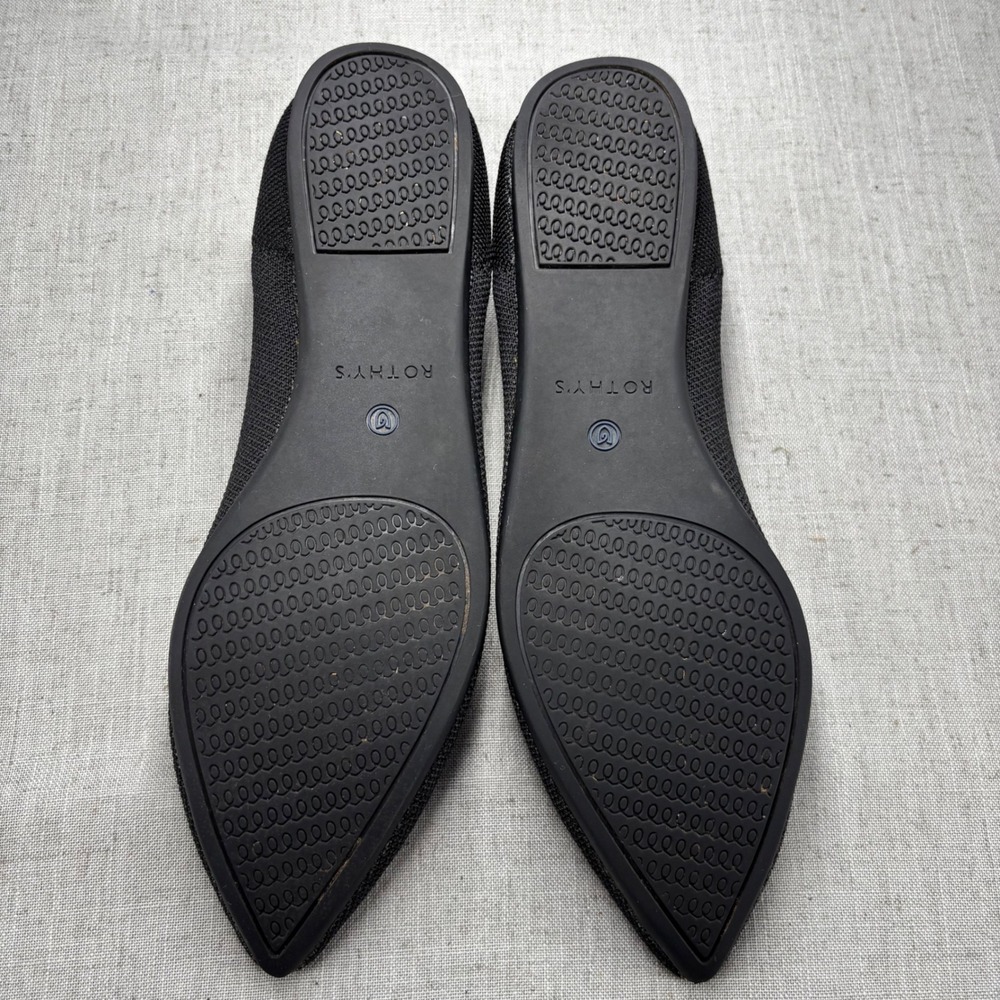 Rothy's The Point Shoes Black Solid Knit Pointed Toe Flats Women's Size 10 - Picture 8 of 12